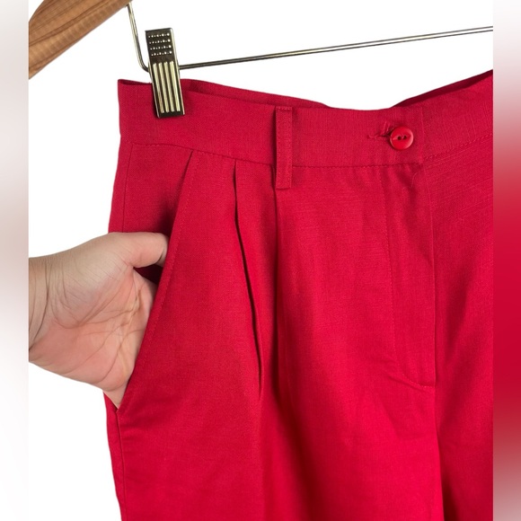 Linen blended red Bermudas short sizes 8, summer linen blended Bermuda - Picture 9 of 16